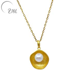 Collier pendentif minimaliste en argent 925 plaqué or UM Jewelry, vente en gros de perles d'eau douce naturelles pour unisexe, cadeau de mariage, fête - Product Image 1
