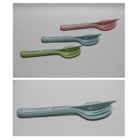 Desain Kartun Perdagangan Luar Negeri Modern Minimalis Transparan 2 Set/Kartu Plastik Set Pisau Garpu Sendok Tiga Bagian Kreatif