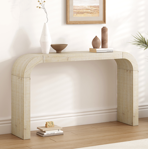 Modern Luxury Solid Wood <b>Console</b> <b>Table</b> with Curved Edge and Storage Natural Texture for Entryways Living Rooms Villas - Product Image 6