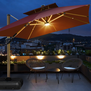 Sombrillas de <span class=keywords><strong>patio</strong></span> con marco de aluminio para exteriores de 10 pies, tela gruesa a prueba de viento, sombrilla de <span class=keywords><strong>Patio</strong></span> de estilo moderno con luz LED - Product Image 1