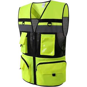 Gilet de sécurité industriel jaune 2025 haute visibilité robuste avec flash LED et logo personnalisable multi-poches - Product Image 5