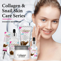 Ensemble Soin Visage Hydratant Nettoyant au Collagène et Bave d'Escargot pour une Belle Peau, 5 Pièces, Vente Chaude