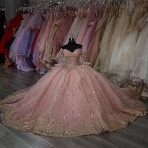 Vestido de Quinceañera Mumuleo Rosa Bush 2026, Vestido de Gala Largo Hasta el Suelo con Cola, Satén Bordado con Encaje, Cintura Natural Moderna - Product Image 2