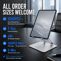 Support de tablette pliable en alliage d'aluminium réglable en hauteur, multi-angles, pour bureau, support iPad portable, logo personnalisé, vente en gros OEM