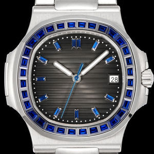 Reloj Deportivo Elegante con Acabado Platino Premium, Caja de Acero 316L, Esfera con Diseño de Onda Horizontal, Ideal para Viajes de Negocios y Ocio - Product Image 2