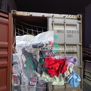 Chiffons de nettoyage industriels en coton 100% recyclé, coupés en morceaux colorés, couleurs mélangées, pour le nettoyage - Product Image 1