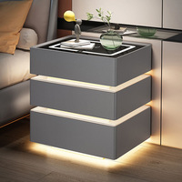Vente flash : Table de chevet intelligente avec haut-parleur Bluetooth, charge sans fil, rangement de type suspension, luxe, avec serrure