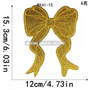 Colorful Glitter Sequin <strong>Girly</strong> Coquette Sparkle Bows Iron on Small Badge Thermoadhesive Embroidery Patches Applique for <strong>Hoodies</strong> - Product Image 4