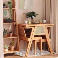 Ensemble de salle à manger compact et multifonctionnel en bois massif de style nordique avec table et chaises pour balcon