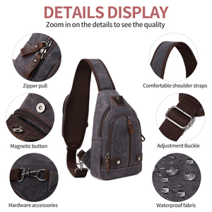 Bolso de <span class=keywords><strong>pecho</strong></span> Nerlion N-162 para hombre, informal, moderno, bandolera, de gran capacidad, resistente al desgaste, impermeable, de lona. - Product Image 5