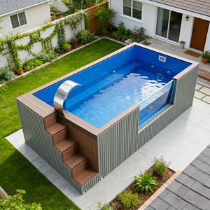 Piscina sobre suelo de fácil instalación sin excavaciones para propietarios de casas en Puerto Rico, piscina en contenedor, piscina de natación y spa, piscina exterior - Product Image 1