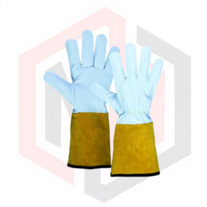 Guantes de Soldadura TIG MIG de Cuero Dividido con Puño Amarillo, Resistentes al Fuego, al Calor, Antiestáticos y a la Abrasión, de 16 Pulgadas, Guantes de Seguridad - Product Image 1