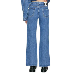 Fabrication personnalisée de <span class=keywords><strong>haute</strong></span> qualité <span class=keywords><strong>taille</strong></span> <span class=keywords><strong>haute</strong></span> personnalisée deux tons couleur lavage Patchwork femmes Denim pantalon Double <span class=keywords><strong>taille</strong></span> <span class=keywords><strong>jean</strong></span> - Product Image 2