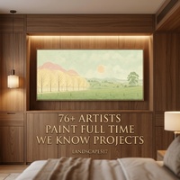 Peinture à l'huile de paysage moderne pour la décoration murale des halls d'hôtels de luxe, design artistique contemporain pour projets hôteliers bio-culturaux
