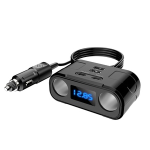 3 Port <b>USB</b> C PD Fast <b>Car</b> <b>Charger</b> With 2 Cigarette Lighter Adapter Socket Splitter for EV <b>Car</b> - Product Image 2