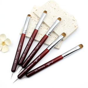 แปรงแต่งเล็บทรงรี ขนโคลินสกี้/ไนลอน คุณภาพพรีเมียม ด้ามไม้สีแดง ลดราคาพิเศษ # 8- # 16 แบบเล็บสวยหรู - Product Image 2