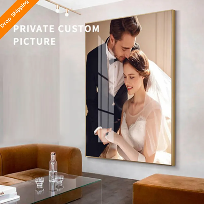 Peinture murale en porcelaine avec photo personnalisée, éléments en cristal pour photo de mariage, de famille, de vie, pour salon, salle à manger, chambre à coucher