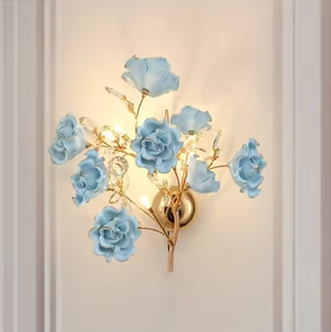 Lampada da Parete Contemporanea in Cristallo, Creatività Calda in Ceramica a Forma di Fiore, per Soggiorno, Camera da Letto, Stanza delle Ragazze, Villa, <span class=keywords><strong>Luce</strong></span> LED da Comodino - Product Image 5