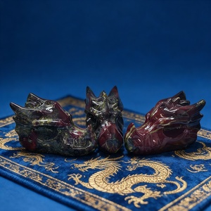 Série de statues de têtes de dragon en cristal, vente en gros, très demandées, pour l'attraction de richesse, pierre décorative sculptée, pierre brute, pierre concassée - Product Image 5