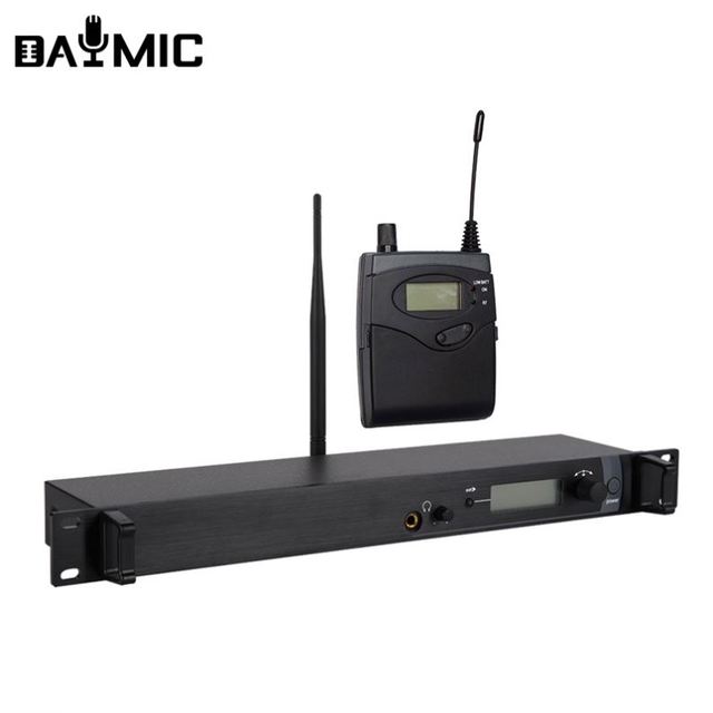 Pro UHF Stereo Wireless in Ear Audio Monitor System Selectable Frequency for Stage Studio