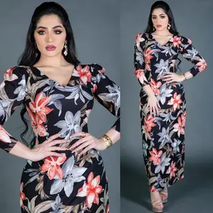 dubai abaya wholesale Fashionable printed sexy hip-hugging high-waist tight dress abaya sexy arabic women dress