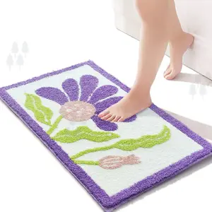Design Premium Bathroom Rugs Non Slip Flower Pattern Bath Mat for Bathroom Soft Washable Bath Shower Rug