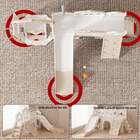 Aire de jeux intérieure pour enfants 7 en 1, thème château, centre d'activités modulaire en plastique avec toboggan, balançoire et structure d'escalade, ensembles de toboggan et balançoire pour enfants