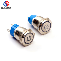 Interrupteur à bouton-poussoir à verrouillage marche/arrêt en métal avec lumière LED bleue 12V 16mm, avec connecteur de câble