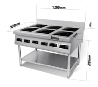 Équipement de cuisine commerciale à 6 brûleurs, plaque à induction haute puissance 3500W*6 ou 5000W*6 pour cuisine de restauration