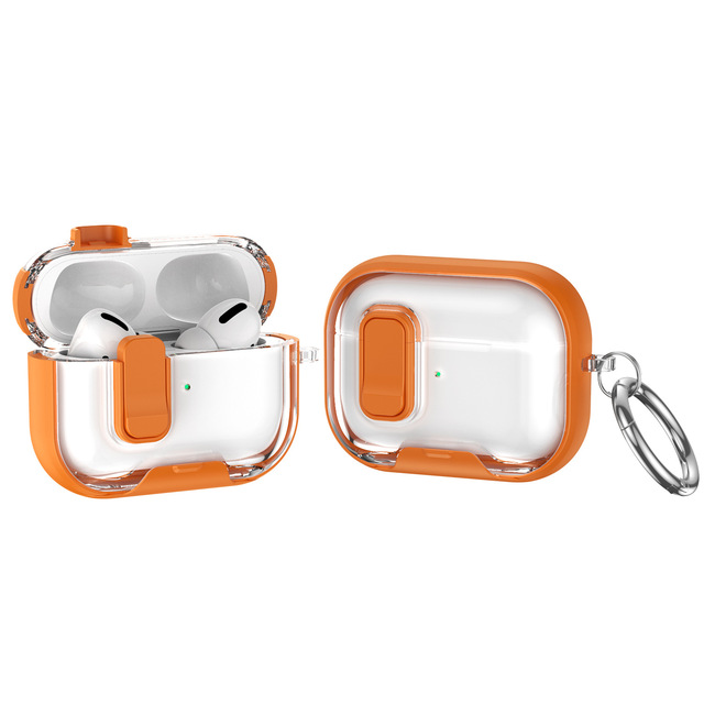 For AirPods Pro 3 Case Shockproof Luxury Safety Lock Catch TPU PC Earphone Case for AirPods 4 Pro 3 Protective Cover