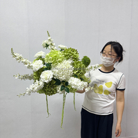 Promo! Bunga Artificial Hydrangea dan Mawar Putih Hijau 40cm 60cm 80cm untuk Dekorasi Meja Pernikahan dan Rangkaian Bunga Lorong