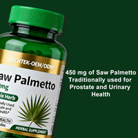 Saw Palmetto Extra Fort 450mg 250 Capsules Formule Sans OGM et Sans Gluten pour la Santé de la Prostate des Hommes Complément Alimentaire