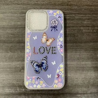 Coque de téléphone personnalisée en TPU avec motif papillon et diamants pour iPhone 18 17 16 15 14 13 12 11 et Samsung A18 A08 A17 A07 A16 A06