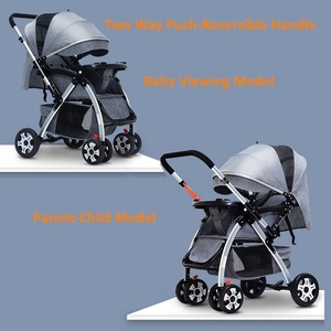 Cochecito de bebé bidireccional, se puede ajustar para sentarse y acostarse, carrito de bebé con plato de cena desmontable - Product Image 5