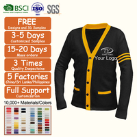 Benutzer definierte Kleidung Hersteller Männer Classic Langarm Uniform Color Block Strick pullover Button V-Ausschnitt Unisex Cardigan Sweater
