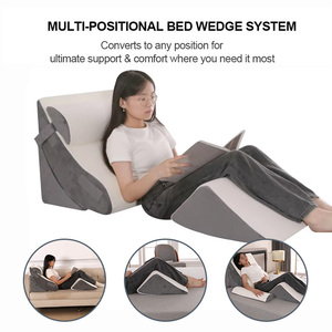Orthopedic 4 PCS <strong>Bed</strong> Wedge Pillow Set Adjustable <strong>Memory</strong> <strong>Foam</strong> Triangle Pillow for Sleeping Acid Reflux Back Support Leg Elevation - Product Image 3