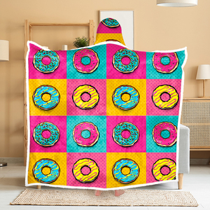 2024 nuevo diseño personalizado impreso franela cálido invierno hogar capa de gran tamaño con capucha Poncho con capucha manta usable - Product Image 6