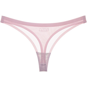 Logo personnalisé femmes femme Sexy confort élastique en soie noir rose <span class=keywords><strong>culotte</strong></span> transparente sans couture T dos transparent sous-vêtements string - Product Image 4