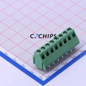 DB103-5.0-8P-GN-S Screw Terminal Block Through hole Component (THT),P=5mm Connector 1x8P 5mm Green Through Hole - Product Image 1