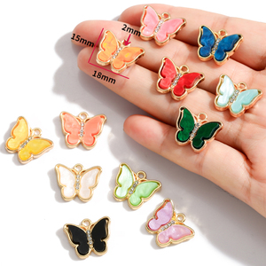 Men kim loại Acrylic bướm quyến rũ với giả kim cương cho Diy Vòng Cổ Vòng tay trang sức làm phụ kiện W470 - Product Image 2