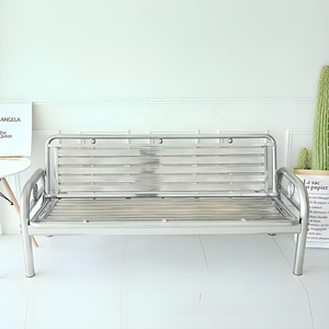 Divano Letto Trasformabile 2-in-1 in Acciaio Inox, Daybed Pieghevole in Metallo per Tutte le Stagioni per Uso Interno ed Esterno, Soggiorno e Giardino Moderno - Product Image 3