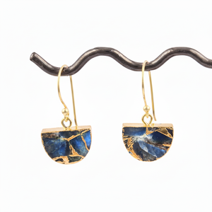 Vente en gros de bijoux pour femmes boucles d'oreilles mohave saphir cuivre turquoise boucles d'oreilles pendantes en laiton plaqué or - Product Image 1
