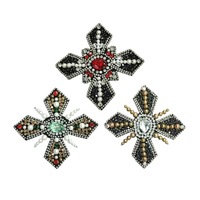 En gros 15cm Croix Perlée Perle Applique Strass Patches Coloré À Coudre pour Vêtement