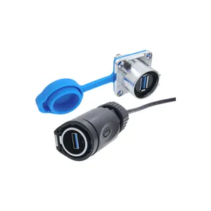 USB3.0 Male to Female Waterproof Connector IP67 LP24 USB2.0 Plug for Data Transmission