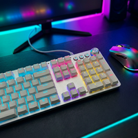 Clavier mécanique filaire personnalisé à 104 touches, rétroéclairage RVB, cadre métallique avec bouton multimédia pour le jeu et le bureau, OEM ODM pris en charge