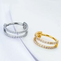 Aro Doble de Titanio F136 G23 con Circonitas, Anillo Sin Costuras para la Nariz, Pendiente de Aro, Joyería de Moda para Piercing, Regalo de Boda