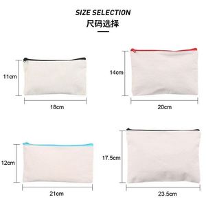 Custom Blank DIY <b>Makeup</b> Craft Canvas Pencil <b>Case</b> Pouch Travel Zipper Bag Bulk Multi-Purpose Thermal Transfer Cosmetic Bag - Product Image 2