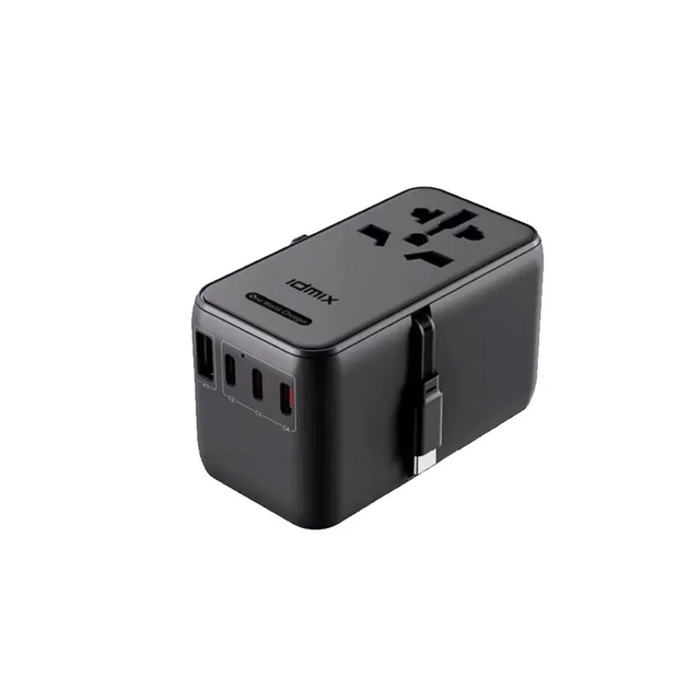 85W GaN International Power Adapter Universal Travel Charger with 2 AC 2 USB-C PD Fast Charging & 2 USB-A QC Ports