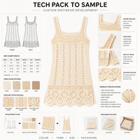 Robe de plage en crochet personnalisée pour femmes, sans manches, en tricot ajouré, mini-robe, fabricant OEM ODM, étiquette privée