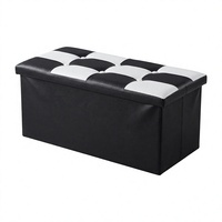 Banc de rangement pliant en cuir personnalisé, ottoman capitonné pour entrée, avec rangement intégré
